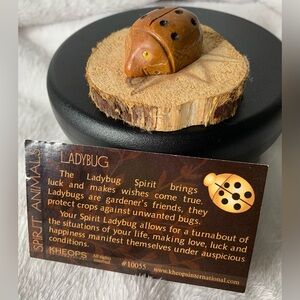 3/$20 Spirit Animals - Ladybug Figurine on Tree Slab